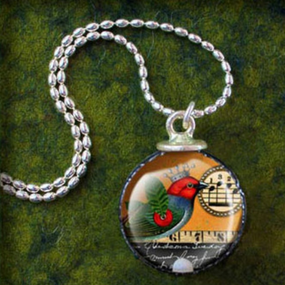 Songbird Shadowbox Necklace with rolling ball